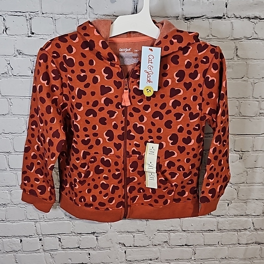 Cheetah heart zip up sweatshirt